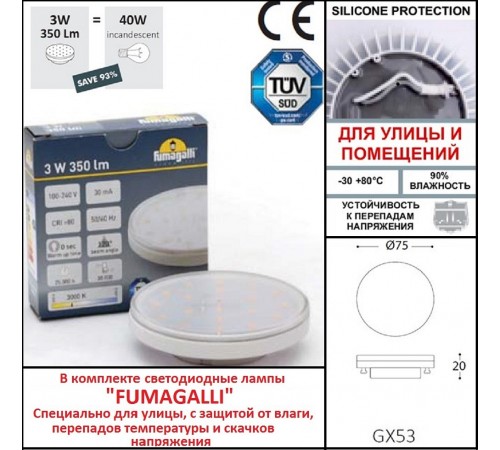 Накладной светильник Fumagalli 2S2.000.000.WYG1L Leti Накладной светильник Fumagalli 2S2.000.000.WYG1L Leti
