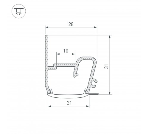 Профиль для контурной подсветки натяжного потолка Arlight 040701 STRETCH Профиль для контурной подсветки натяжного потолка Arlight 040701 STRETCH