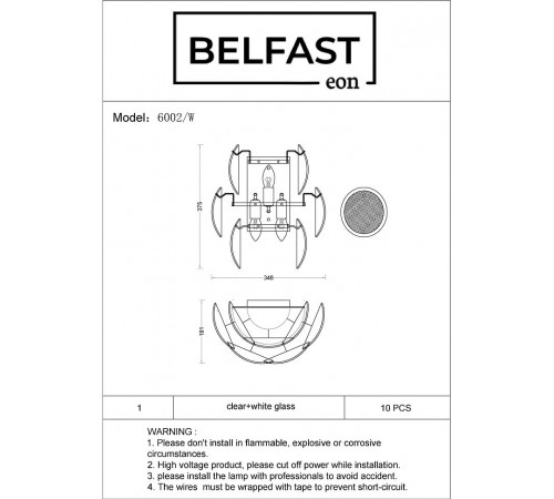 Накладной светильник Belfast 6002-W CH WH Dublin Накладной светильник Belfast 6002-W CH WH Dublin