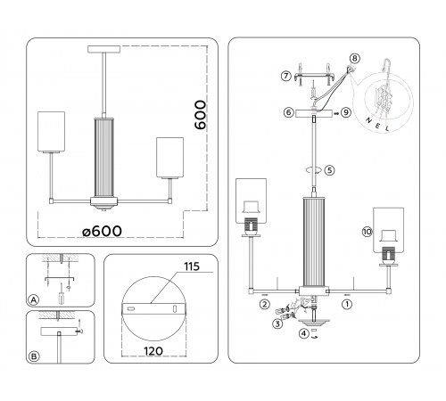 Люстра на штанге Ambrella Light LH56211 HIGH LIGHT Люстра на штанге Ambrella Light LH56211 HIGH LIGHT