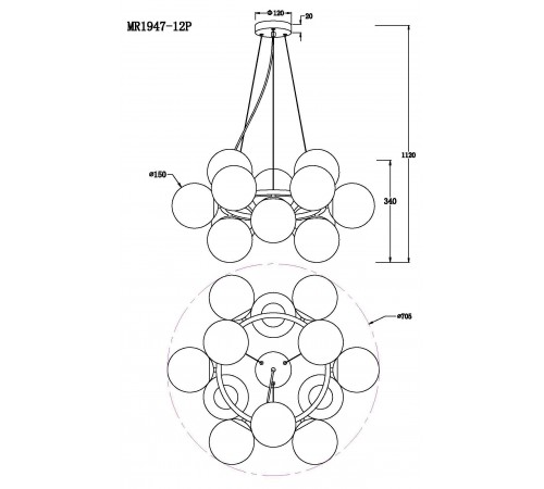 Подвесная люстра MyFar MR1947-12P Aerton Подвесная люстра MyFar MR1947-12P Aerton