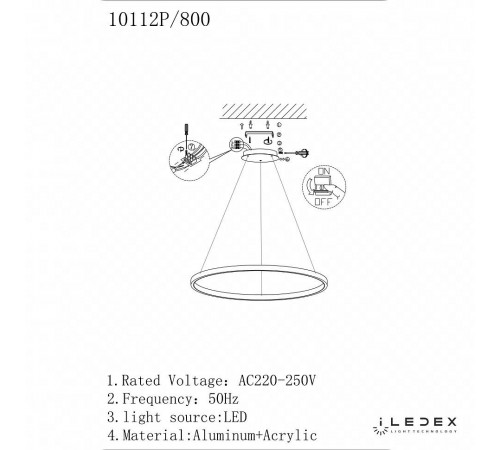 Подвесной светильник iLedex 10112P/1-24W-3000K-D800 BR Axis
