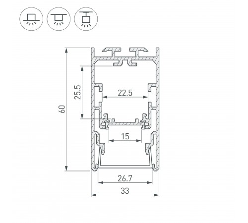 Профиль Arlight 021171 S2-LINE-3360-2500 ANOD+OPAL Профиль Arlight 021171 S2-LINE-3360-2500 ANOD+OPAL