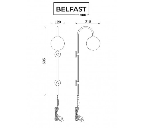 Бра Belfast 85043-1W BR MT Bryson Бра Belfast 85043-1W BR MT Bryson