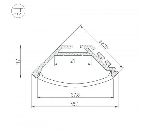 Профиль Arlight 020898 KLUS-P45-2000 ANOD Профиль Arlight 020898 KLUS-P45-2000 ANOD