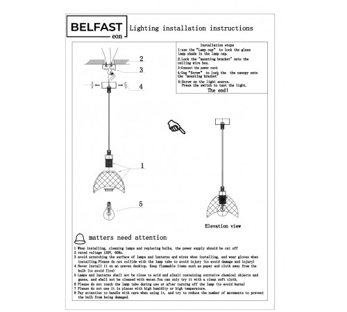Подвесной светильник Belfast D33331-1 GL CA Clifton Подвесной светильник Belfast D33331-1 GL CA Clifton