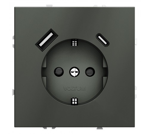 Розетка с заземлением и со шторкой и 2хUSB type A и C, без рамки Voltum VLS040506 S70 Розетка с заземлением и со шторкой и 2хUSB type A и C, без рамки Voltum VLS040506 S70