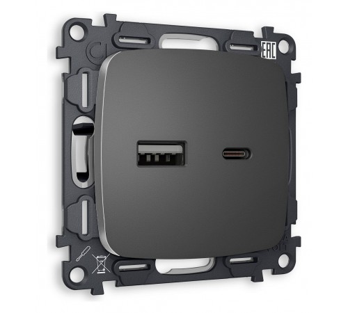 Розетка 2хUSB type A и C без рамки Ambrella Volt MO661010 Quant Розетка 2хUSB type A и C без рамки Ambrella Volt MO661010 Quant