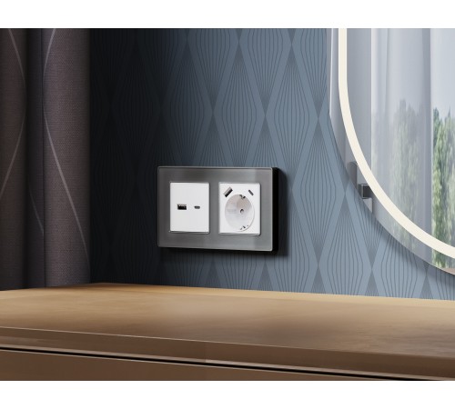 Розетка 2хUSB type A и C без рамки Ambrella Volt MA131010 Quant