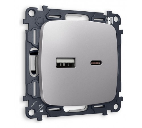 Розетка 2хUSB type A и C без рамки Ambrella Volt MO511010 Quant Розетка 2хUSB type A и C без рамки Ambrella Volt MO511010 Quant