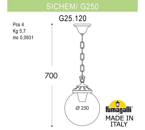 Подвесной светильник Fumagalli G25.120.000.WXF1R Globe 250 Подвесной светильник Fumagalli G25.120.000.WXF1R Globe 250