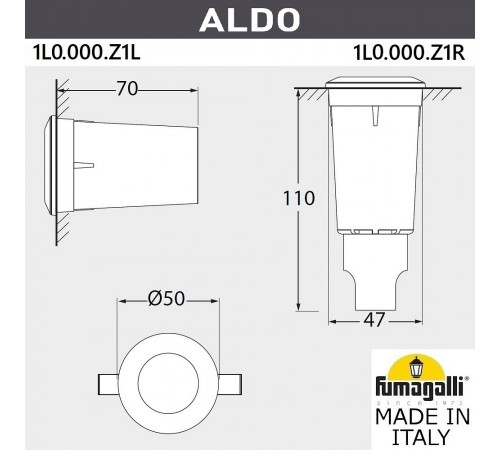 Встраиваемый в дорогу светильник Fumagalli 1L0.000.000.AXZ1L Aldo