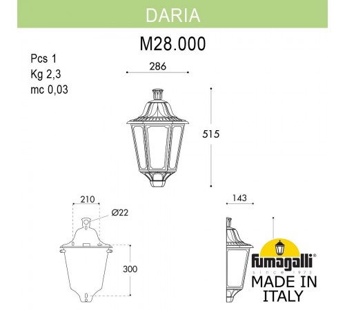 Накладной светильник Fumagalli M28.000.000.VYE27 Daria Накладной светильник Fumagalli M28.000.000.VYE27 Daria