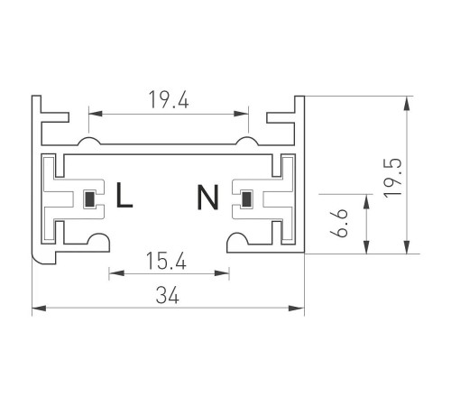 Трек накладной Arlight 022772 C 2TR Трек накладной Arlight 022772 C 2TR