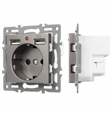 Розетка с заземлением и 2хUSB type A, без рамки Arlight 43735 SCT
