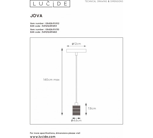 Подвесной светильник Lucide 08426/01/02 Jova Подвесной светильник Lucide 08426/01/02 Jova