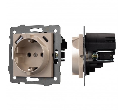 Розетка с заземлением и 2хUSB type A и C, без рамки Arlight 49832 SCT