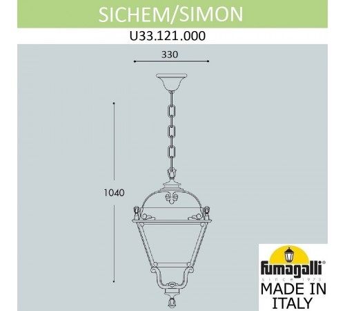 Подвесной светильник Fumagalli U33.121.000.AXH27 Simon Подвесной светильник Fumagalli U33.121.000.AXH27 Simon