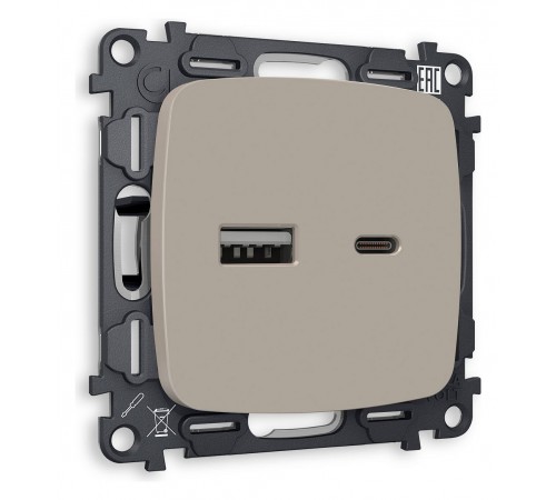 Розетка 2хUSB type A и C без рамки Ambrella Volt MO371010 Quant Розетка 2хUSB type A и C без рамки Ambrella Volt MO371010 Quant