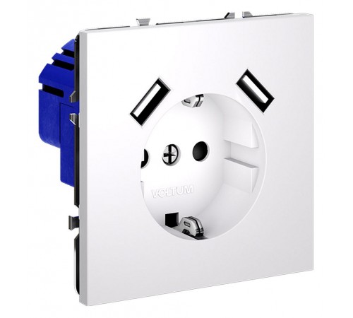 Розетка с заземлением и со шторкой и 2хUSB type A, без рамки Voltum VLS040402 S70 Розетка с заземлением и со шторкой и 2хUSB type A, без рамки Voltum VLS040402 S70