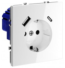 Розетка с заземлением и со шторкой и 2хUSB type A и C, без рамки Voltum VLS040501 S70