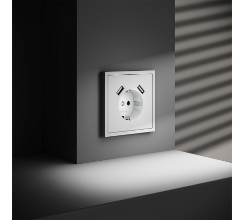Розетка с заземлением и со шторкой и 2хUSB type A, без рамки Voltum VLS040402 S70 Розетка с заземлением и со шторкой и 2хUSB type A, без рамки Voltum VLS040402 S70