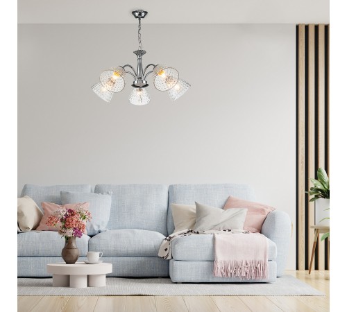Подвесная люстра Escada 658/5PL Chrome Freesia Подвесная люстра Escada 658/5PL Chrome Freesia