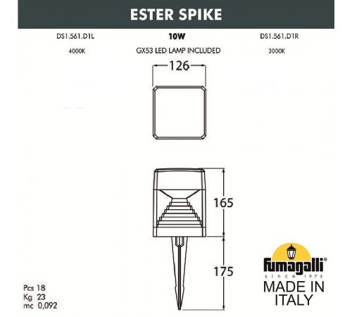 Наземный низкий светильник Fumagalli DS1.561.000.AXD1L Ester