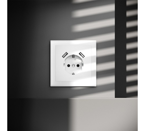 Розетка с заземлением и со шторкой и 2хUSB type A, без рамки Voltum VLS040402 S70 Розетка с заземлением и со шторкой и 2хUSB type A, без рамки Voltum VLS040402 S70