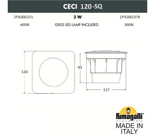 Встраиваемый в дорогу светильник Fumagalli 2F4.000.000.LXG1L Ceci Встраиваемый в дорогу светильник Fumagalli 2F4.000.000.LXG1L Ceci