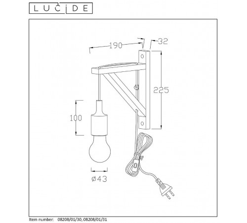 Бра Lucide 08208/01/30 Fix Wall Бра Lucide 08208/01/30 Fix Wall