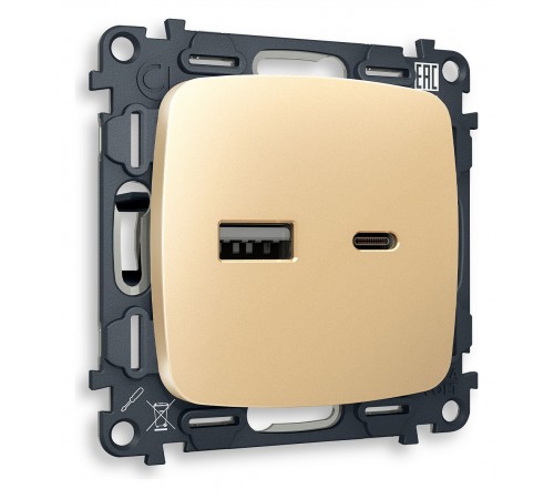 Розетка 2хUSB type A и C без рамки Ambrella Volt MO611010 Quant Розетка 2хUSB type A и C без рамки Ambrella Volt MO611010 Quant