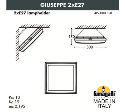 Накладной светильник Fumagalli 4P2.000.000.LYF1R Guizeppe Накладной светильник Fumagalli 4P2.000.000.LYF1R Guizeppe