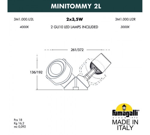 Светильник на штанге Fumagalli 3M1.000.000.AXU2L Minitommy