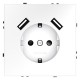 Розетка с заземлением и со шторкой и 2хUSB type A, без рамки Voltum VLS040402 S70