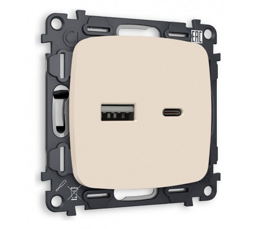 Розетка 2хUSB type A и C без рамки Ambrella Volt MO331010 Quant Розетка 2хUSB type A и C без рамки Ambrella Volt MO331010 Quant
