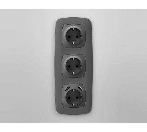 Накладка для розетки с заземлением и со шторками и 2хUSB type A Ambrella Volt OP6590 Quant Накладка для розетки с заземлением и со шторками и 2хUSB type A Ambrella Volt OP6590 Quant