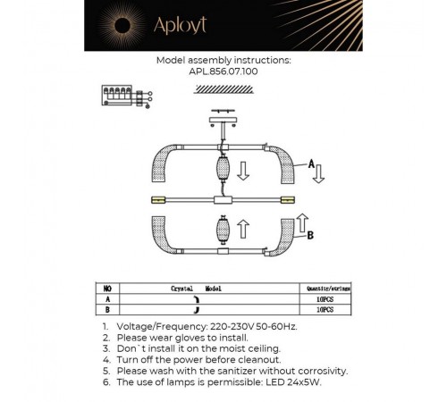 Люстра на штанге Aployt APL.856.07.100 Solandzh