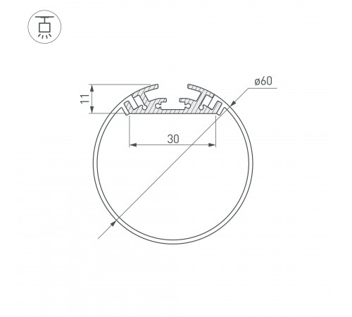 Профиль Arlight 020474 SL-ROUND-D60-2500 ANOD+OPAL Профиль Arlight 020474 SL-ROUND-D60-2500 ANOD+OPAL