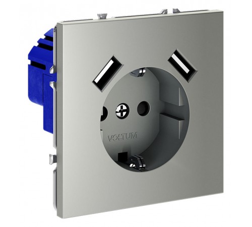 Розетка с заземлением и со шторкой и 2хUSB type A, без рамки Voltum VLS040405 S70 Розетка с заземлением и со шторкой и 2хUSB type A, без рамки Voltum VLS040405 S70