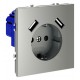 Розетка с заземлением и со шторкой и 2хUSB type A, без рамки Voltum VLS040405 S70