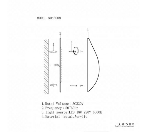 Накладной светильник iLedex 6008W-18W-3000K WH-GL Omega Накладной светильник iLedex 6008W-18W-3000K WH-GL Omega