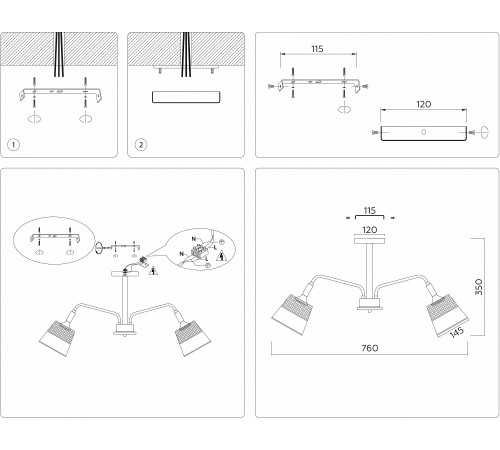 Люстра на штанге Ambrella Light TR4740 TR Люстра на штанге Ambrella Light TR4740 TR