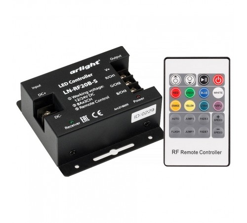 Контроллер-регулятор цвета RGB с пультом ДУ Arlight 018609 LN-RF20 Контроллер-регулятор цвета RGB с пультом ДУ Arlight 018609 LN-RF20
