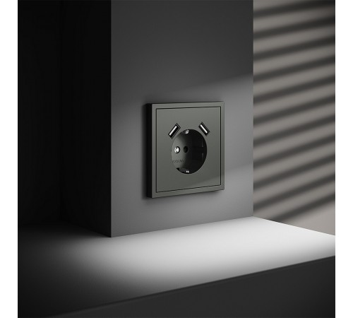 Розетка с заземлением и со шторкой и 2хUSB type A, без рамки Voltum VLS040406 S70 Розетка с заземлением и со шторкой и 2хUSB type A, без рамки Voltum VLS040406 S70