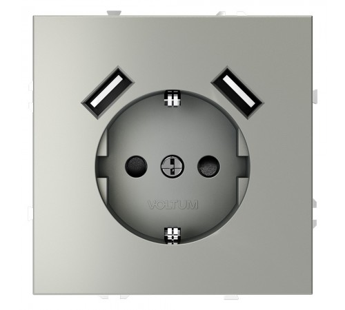 Розетка с заземлением и со шторкой и 2хUSB type A, без рамки Voltum VLS040405 S70 Розетка с заземлением и со шторкой и 2хUSB type A, без рамки Voltum VLS040405 S70