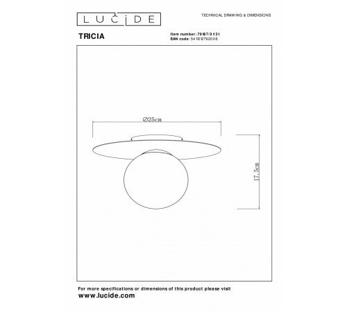 Накладной светильник Lucide 79187/01/31 Tricia Накладной светильник Lucide 79187/01/31 Tricia