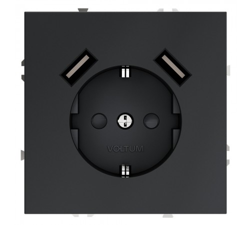 Розетка с заземлением и со шторкой и 2хUSB type A, без рамки Voltum VLS040407 S70 Розетка с заземлением и со шторкой и 2хUSB type A, без рамки Voltum VLS040407 S70