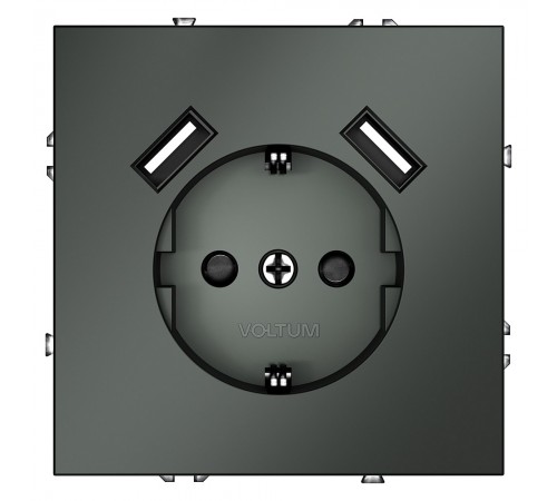 Розетка с заземлением и со шторкой и 2хUSB type A, без рамки Voltum VLS040406 S70 Розетка с заземлением и со шторкой и 2хUSB type A, без рамки Voltum VLS040406 S70