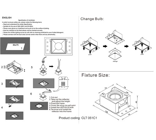 Светильник встраиваемый Crystal Lux CLT 051C1 BL-BL Светильник встраиваемый Crystal Lux CLT 051C1 BL-BL